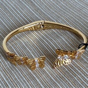Kate Spade New York Gold Butterfly Hinged Bracelet With Cubic Zirconias